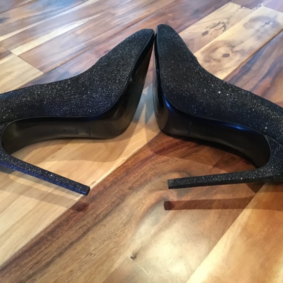 GORGEOUS SAINT LAURENT GLITTER CREPE EVENING 5” HEELS W/ HIGH BACK SZ IT 40 - Picture 7 of 10